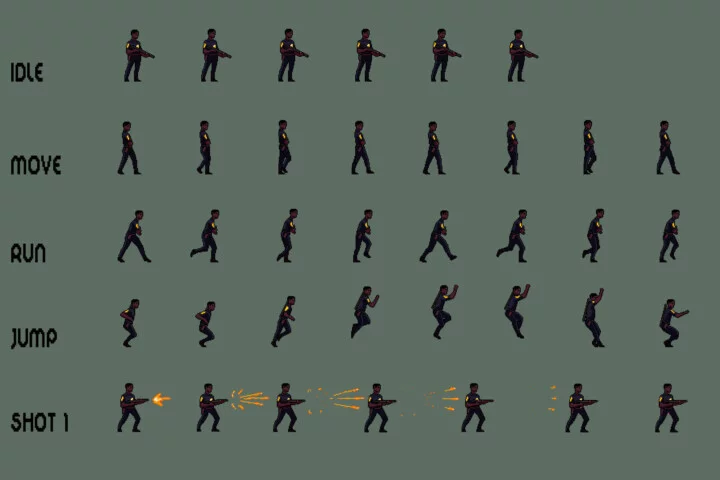 Police Character Sprites Pixel Art