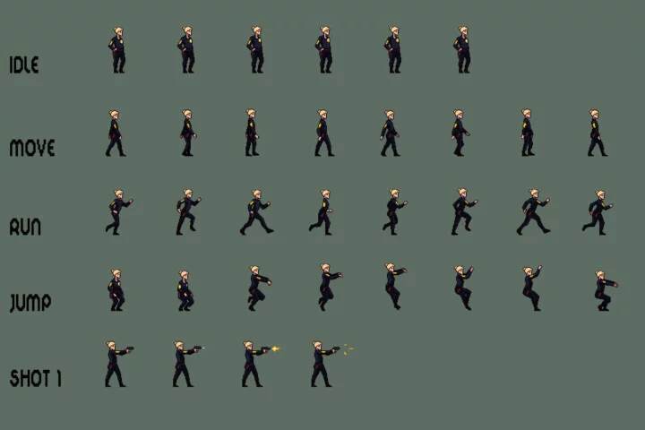 Police Character Sprites Pixel Art