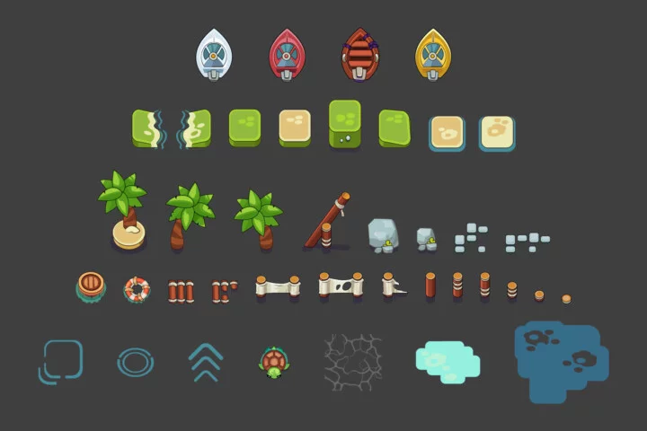 Top View Island Game Assets Pack