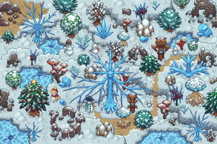 Winter Top-Down Pixel Art Tileset for RPG