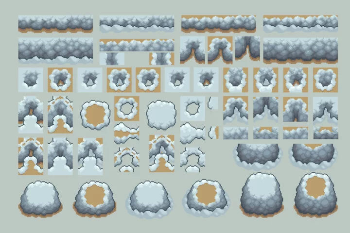 Winter Top-Down Pixel Art Tileset for RPG