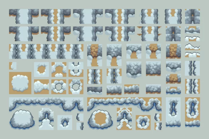 Winter Top-Down Pixel Art Tileset for RPG