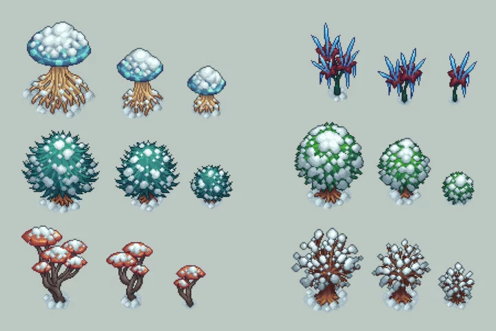 Winter Top-Down Pixel Art Tileset for RPG