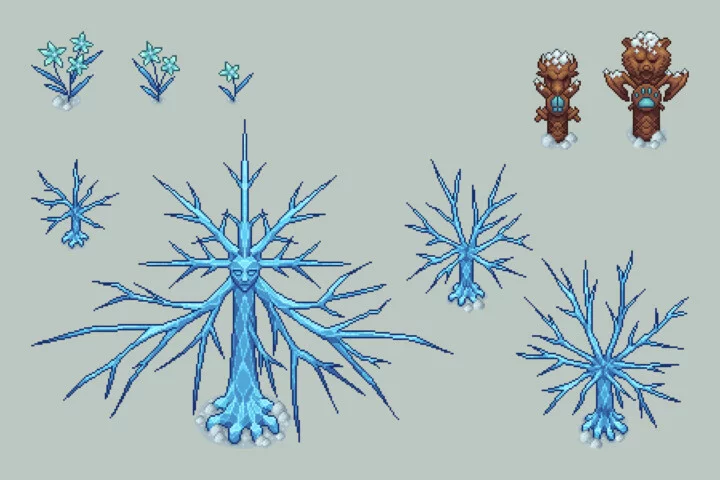 Winter Top-Down Pixel Art Tileset for RPG