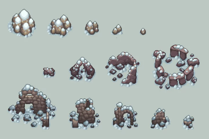 Winter Top-Down Pixel Art Tileset for RPG