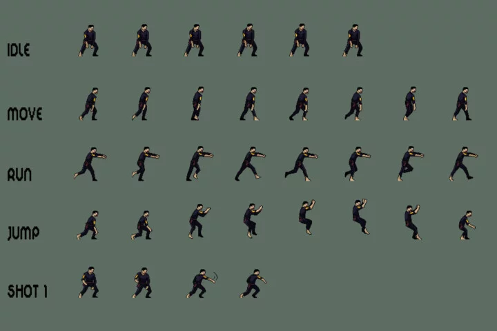 Zombie Police Character Sprites Pixel Art