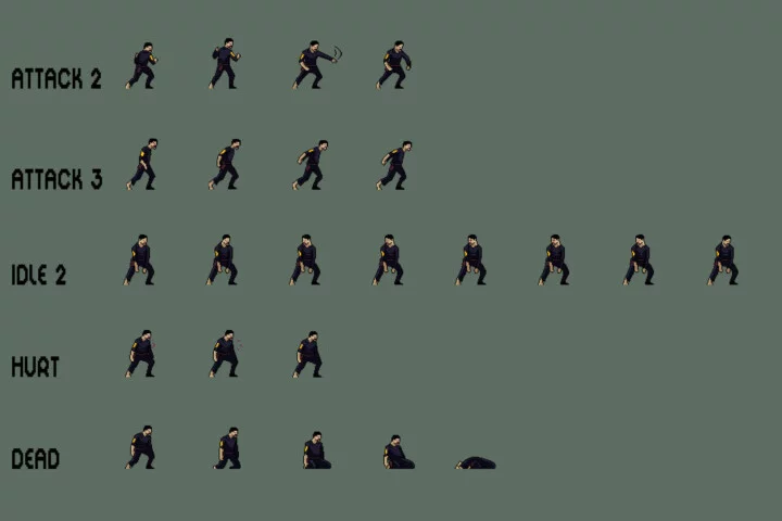 Zombie Police Character Sprites Pixel Art