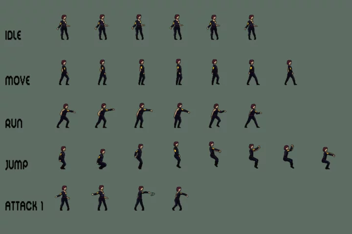 Zombie Police Character Sprites Pixel Art