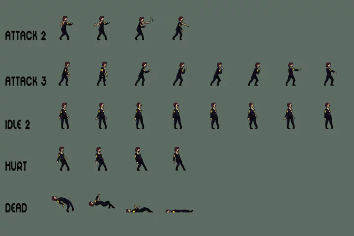 Zombie Police Character Sprites Pixel Art