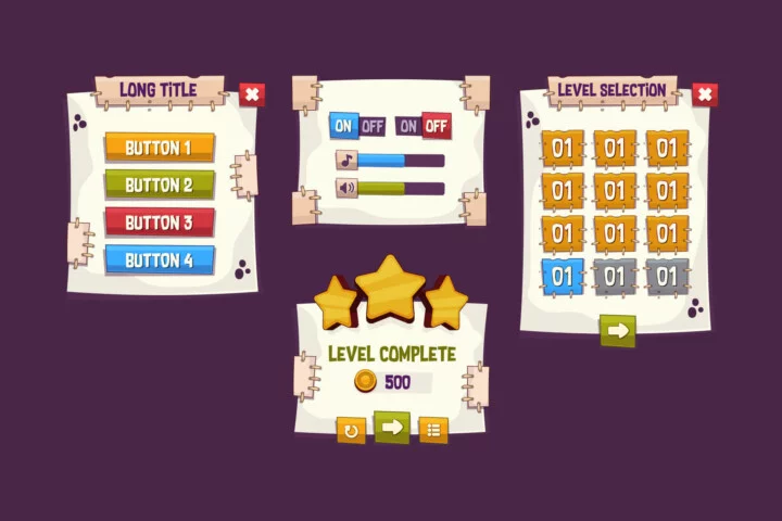 Game UI Vector Buttons and Icons