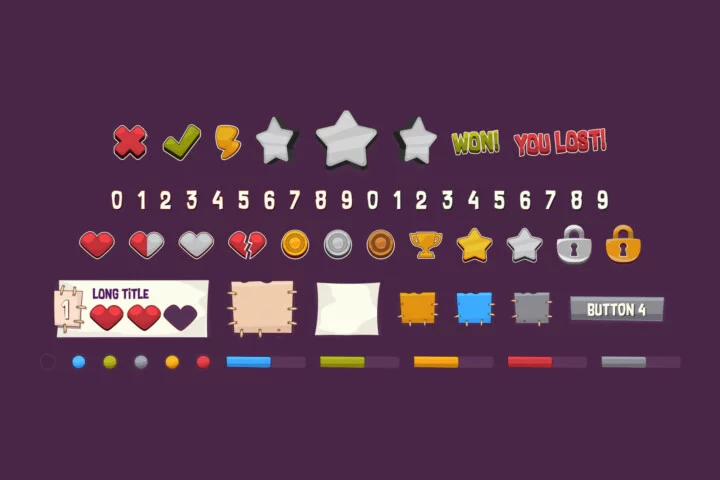 Game UI Vector Buttons and Icons