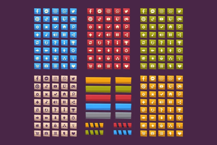 Game UI Vector Buttons and Icons
