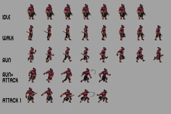 Orc Character Sprite Sheets Pixel Art