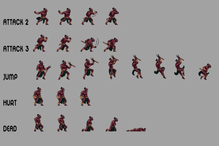 Orc Character Sprite Sheets Pixel Art