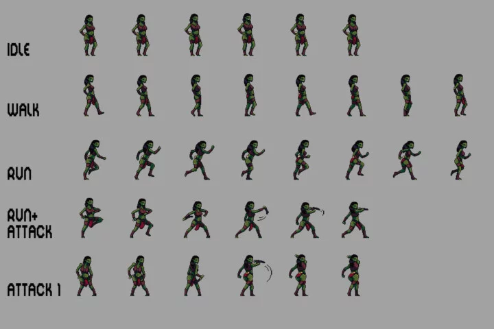 Orc Character Sprite Sheets Pixel Art
