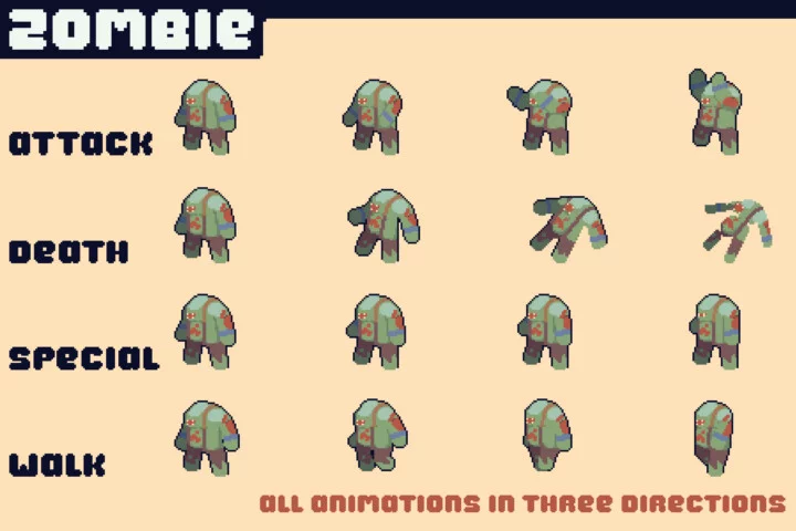 Top-Down Graveyard Monsters Pixel Art Sprite Pack