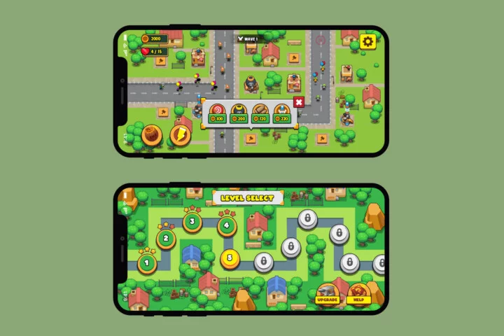 Tower Defense Neighborhood Top-Down 2D Asset Pack
