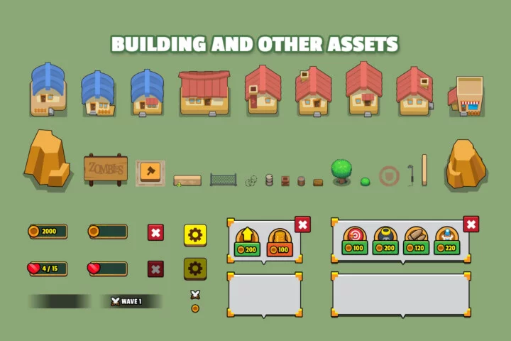 Tower Defense Neighborhood Top-Down 2D Asset Pack