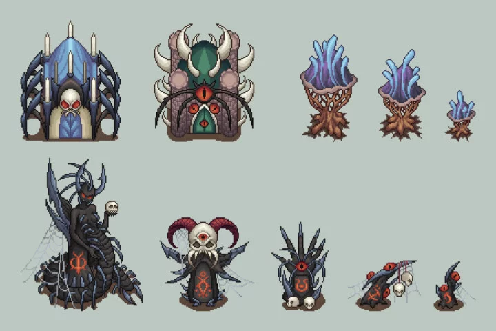 Free Top-Down Pixel Art Cave Objects