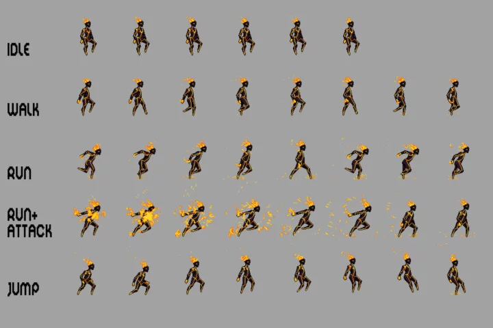 Golem Character Sprite Sheets Pixel Art