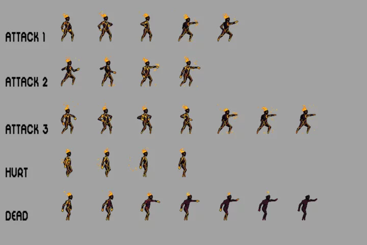 Golem Character Sprite Sheets Pixel Art