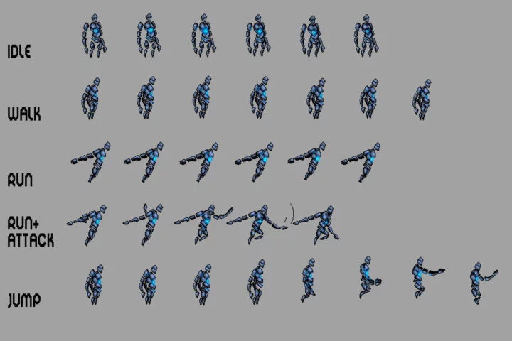 Golem Character Sprite Sheets Pixel Art