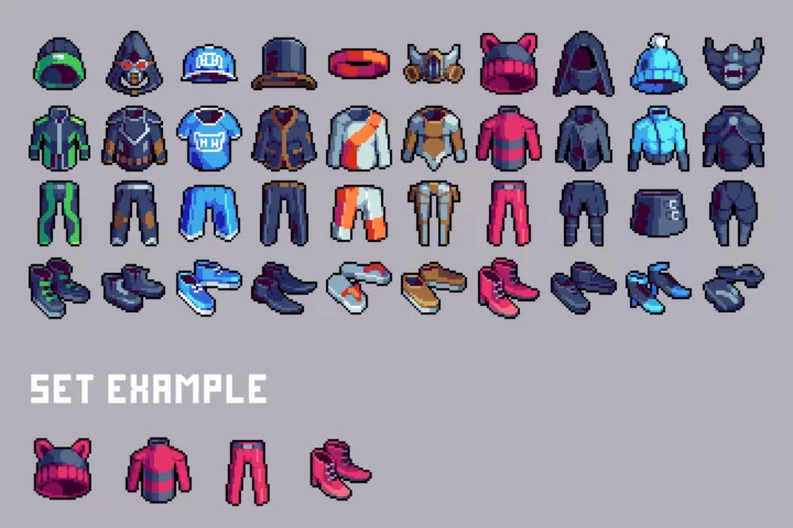 Cyberpunk Clothes 32×32 Pixel Art Icon Pack