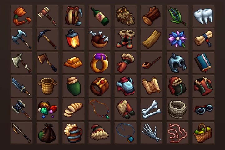 Dwarf loot Icons 32×32 Pixel Art