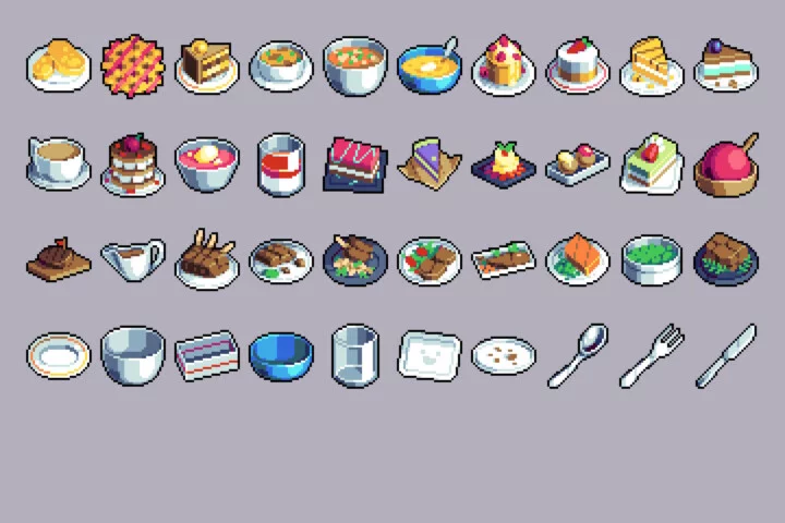 Food Pixelated Icons 32×32 Pixel Art