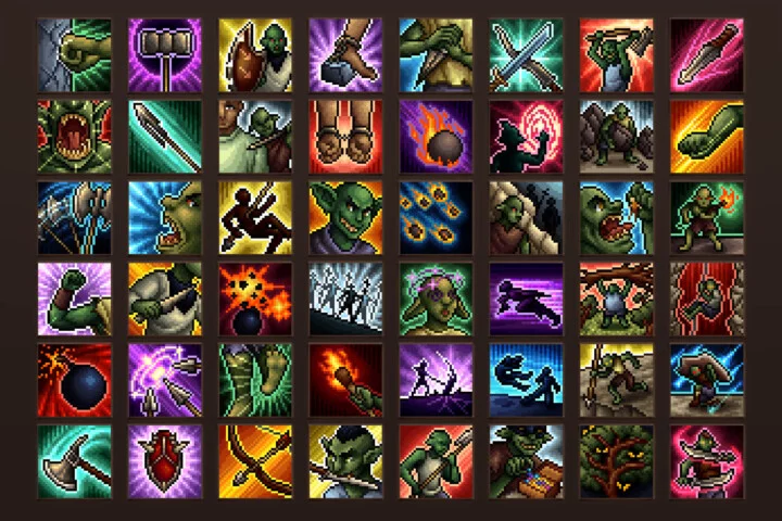 Goblin and Orc Skills 32×32 Pixel Art Icon Pack