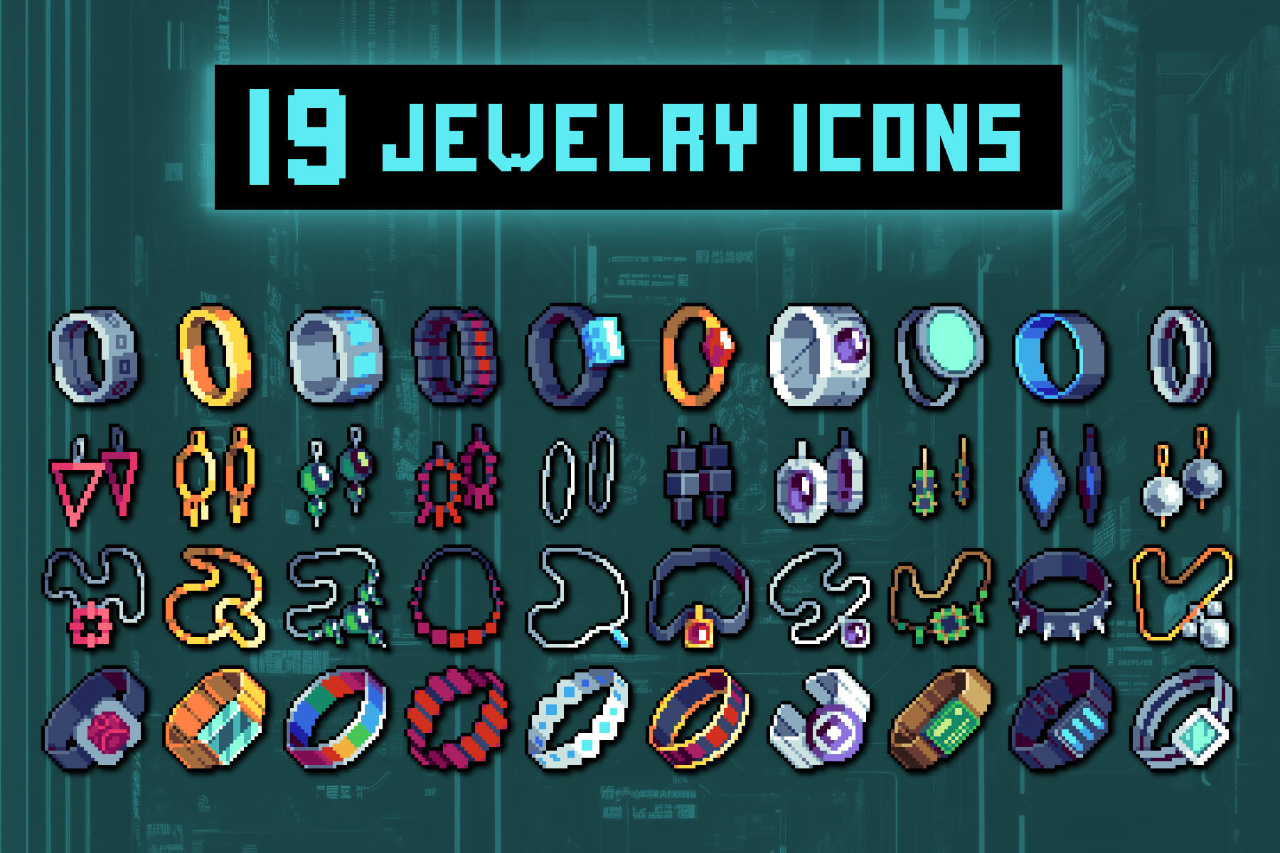Jewelry 32x32 Pixel Art Icons Download - CraftPix.net