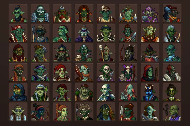Orc and Goblin Avatar Icons in 64×64 Pixel Art