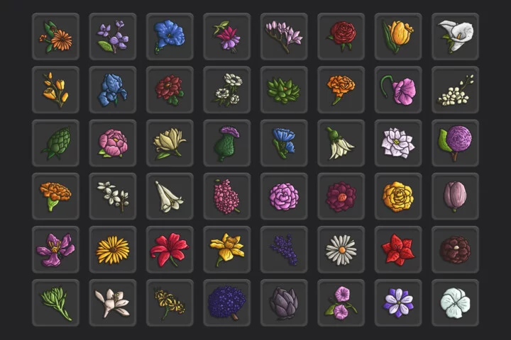 Flower Loot Vector RPG Icons Pack