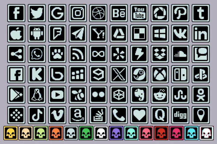 Free Social Media Icons Pixel Art
