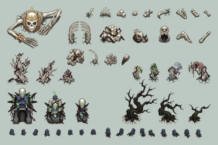 Free Undead Tileset Top Down Pixel Art