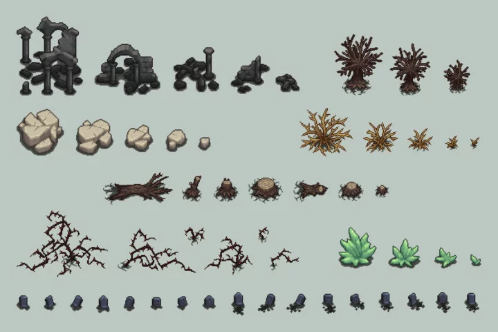 Free Undead Tileset Top Down Pixel Art