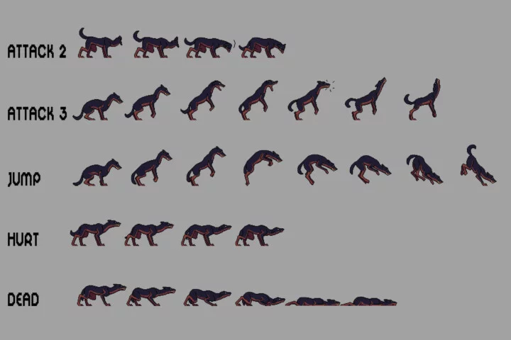 Hellhound Character Sprite Sheets Pixel Art