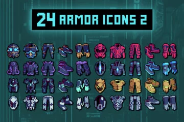Cyberpunk RPG Armor Pixel Icons Set