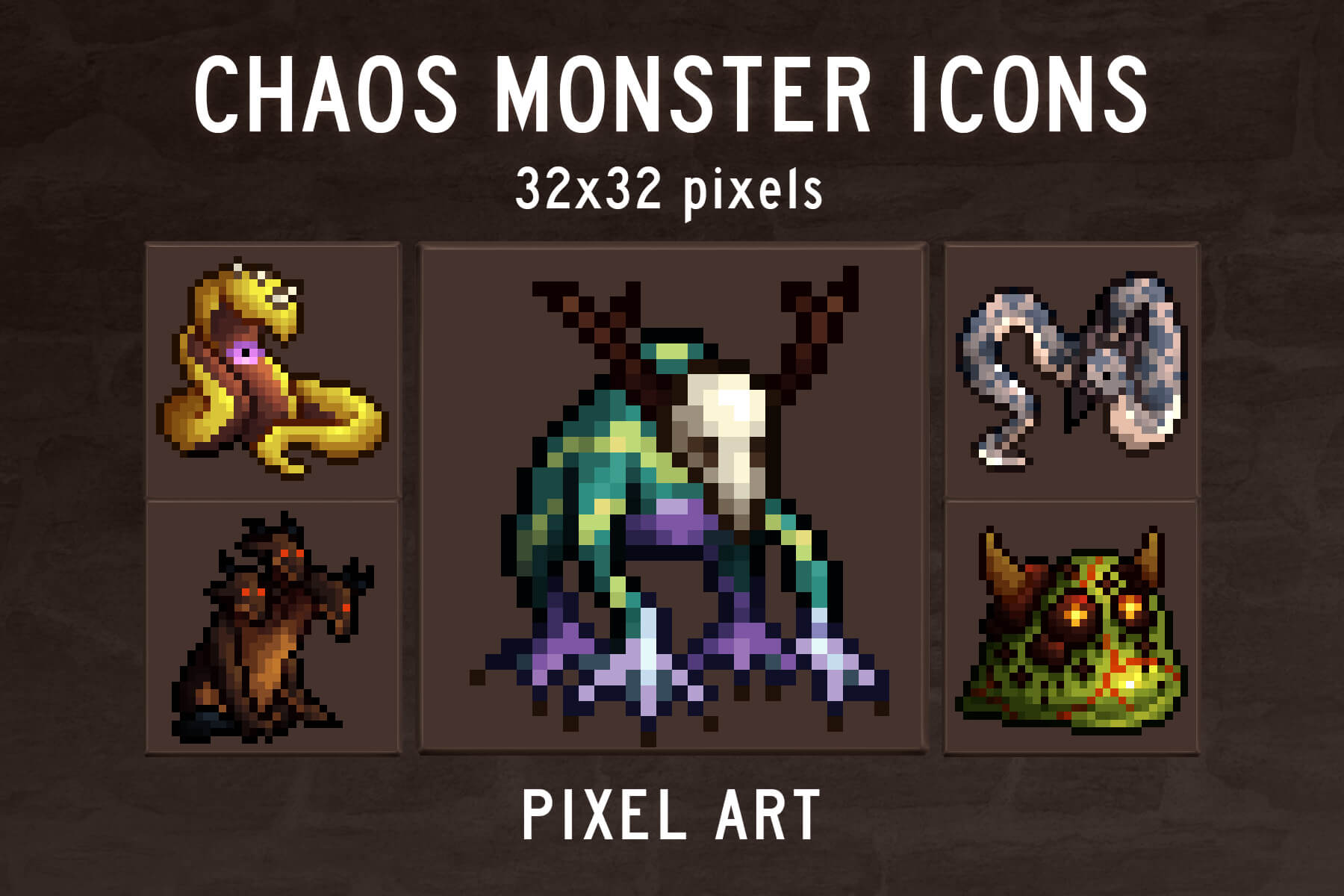 Free Chaos Monsters 32x32 Icon Pack - CraftPix.net