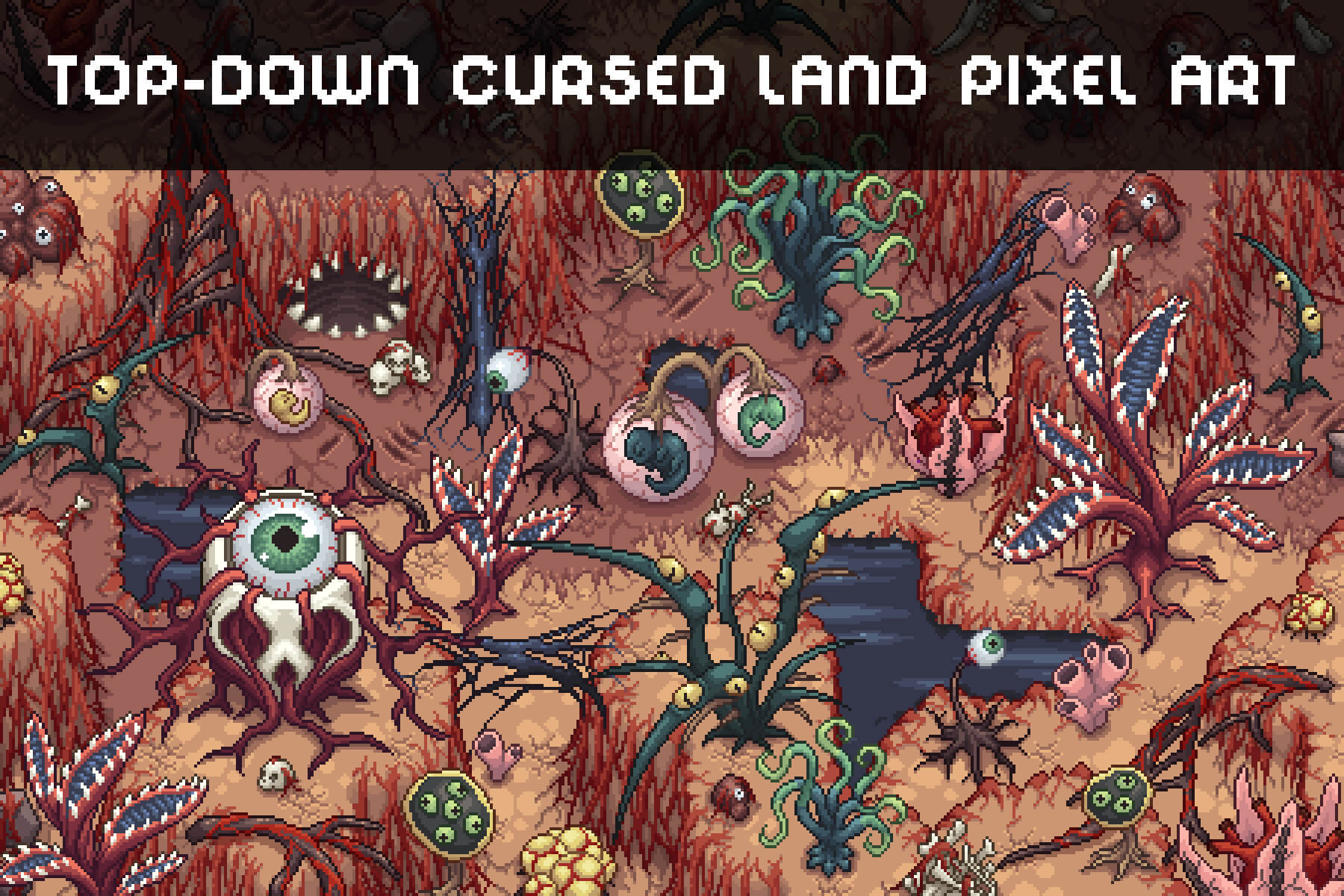 Free Cursed Land Top-Down Pixel Art Tileset - CraftPix.net