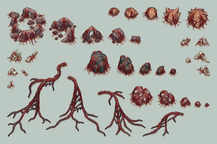 Free Cursed Land Top-Down Pixel Art Tileset
