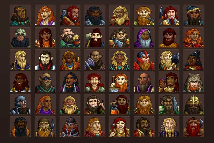 Free Dwarf Avatars 64×64 Pixel Icon Pack