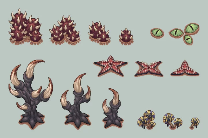 Cursed Land Objects Pixel Art for RPG Game