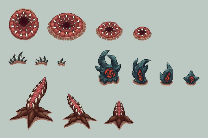 Cursed Land Objects Pixel Art for RPG Game