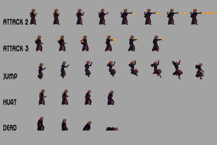 Pyromancer Character Sprite Sheets Pixel Art