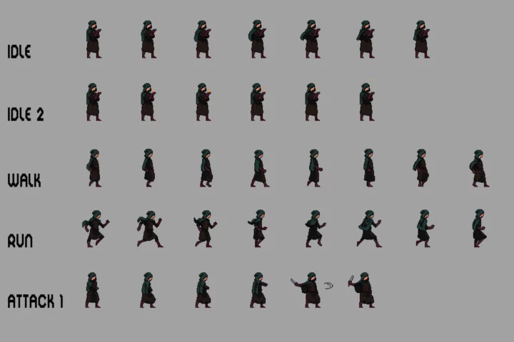 Pyromancer Character Sprite Sheets Pixel Art