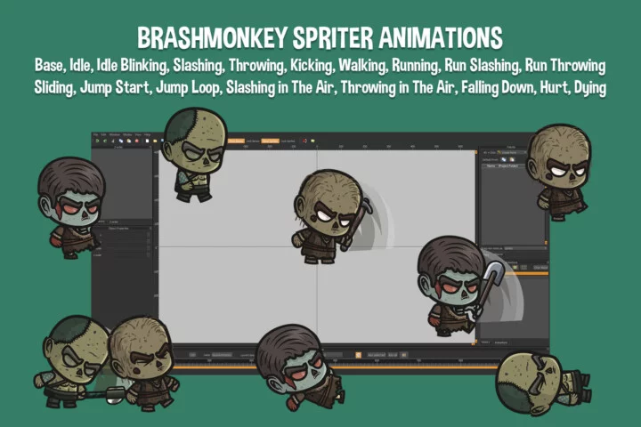 Free Zombie Villager Chibi Character Sprites