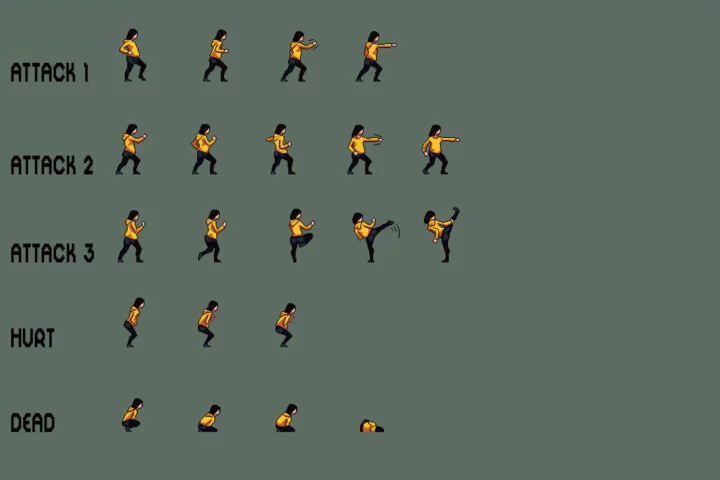 City Girl Character Sprite Sheets Pixel Art