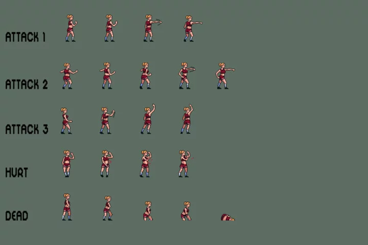 City Girl Character Sprite Sheets Pixel Art