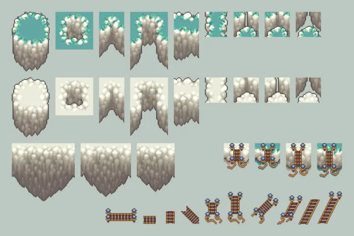 Flying Islands Pixel Art Top-Down Tileset
